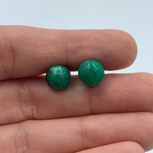 Green gemstone post earrings
